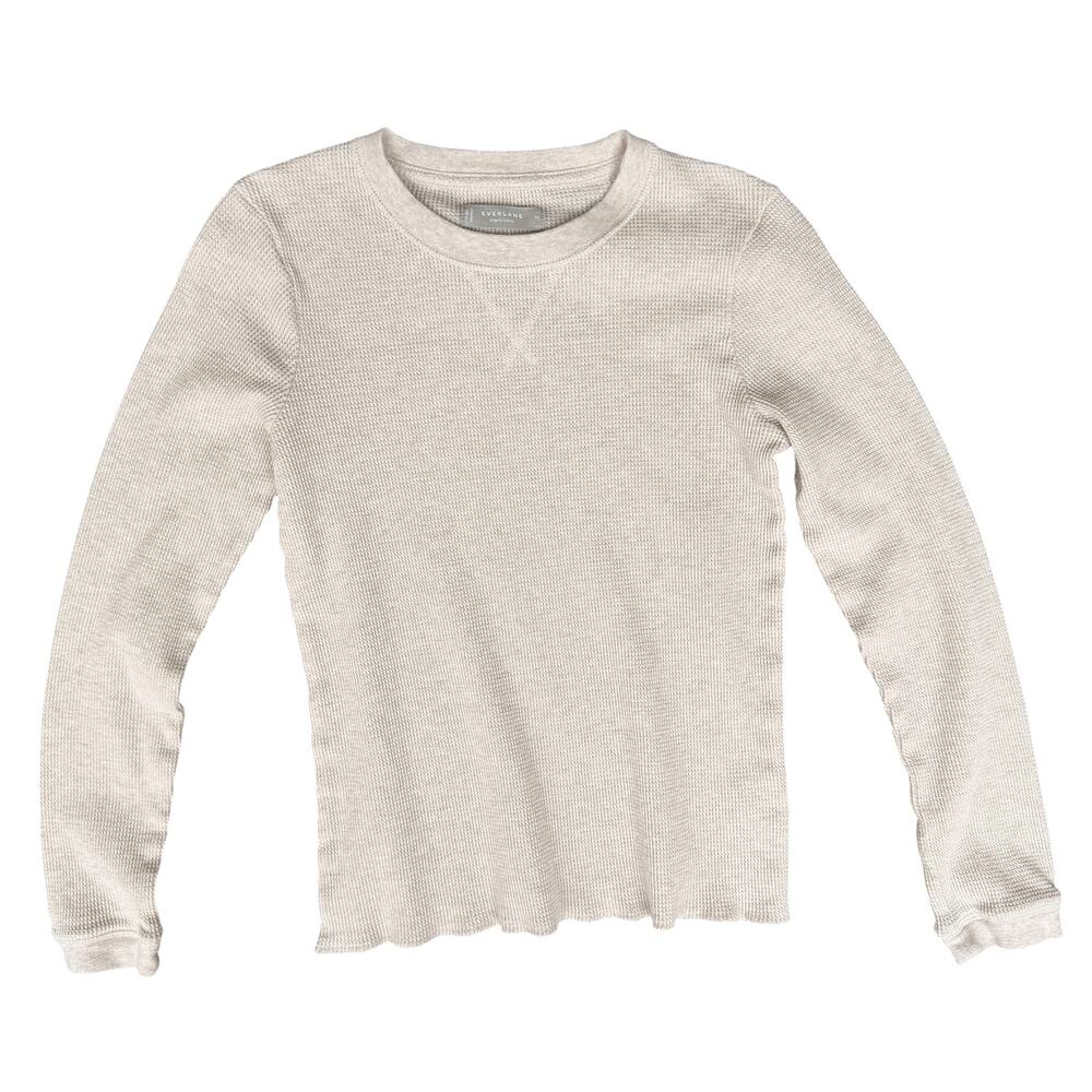Everlane Organic Cotton Waffle Long Sleeve Tee Heathered Tan Medium